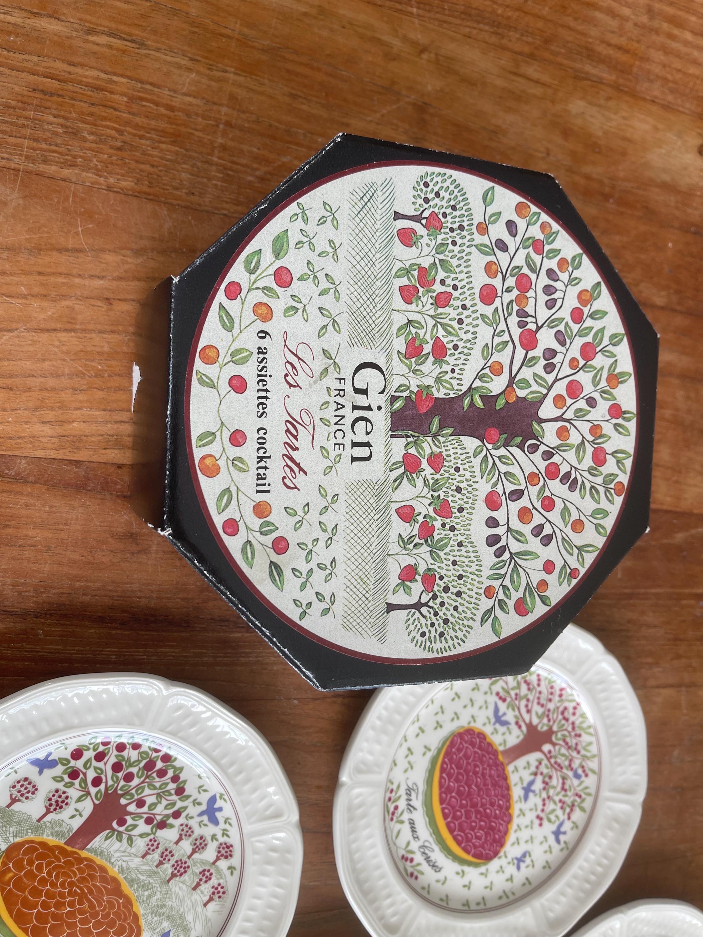Set of 6 Gorgeous Gien France Les Tartes Pastry Plate/pie Plate