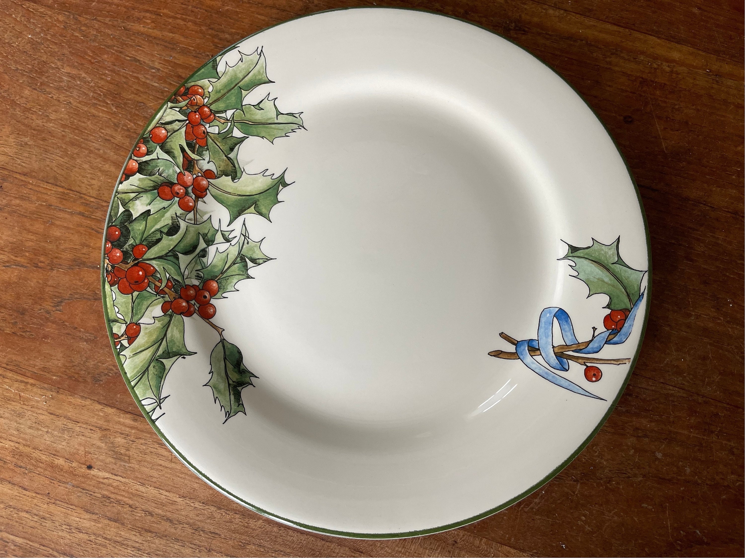 【希少品】フランス製　ジアン★LE HOUX★クリスマスプレート　6枚セット 豪華 ファイアンスリー・ド・ジアン・フランス-Le Houx-クリスマス