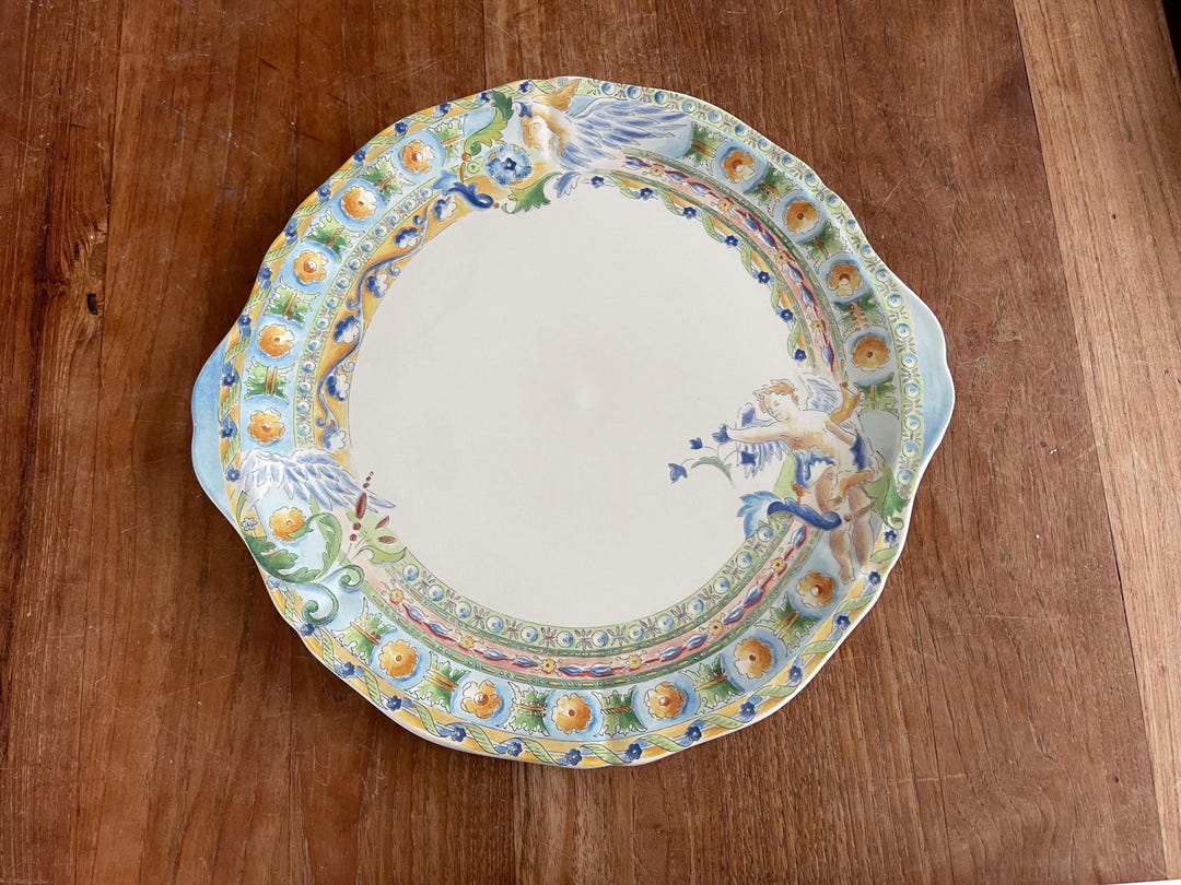 A Gorgeous Gien France-raphaël Round Pastry/cake/tart Dish-handled Cake ...