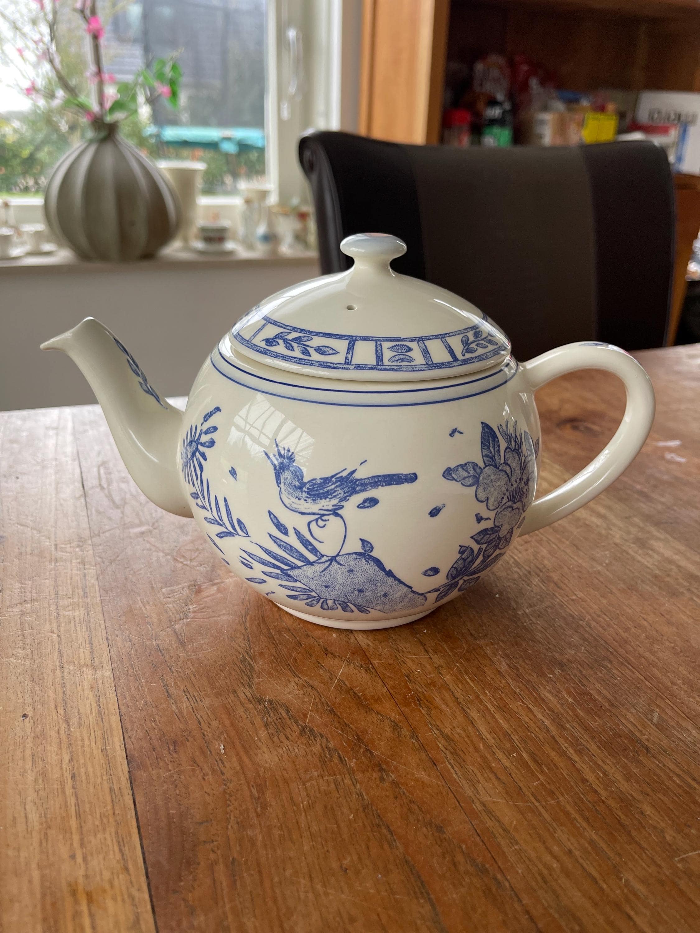 A Gorgeous Gien France Oiseau Bleu Large Teapot-large Teapot-1.1l