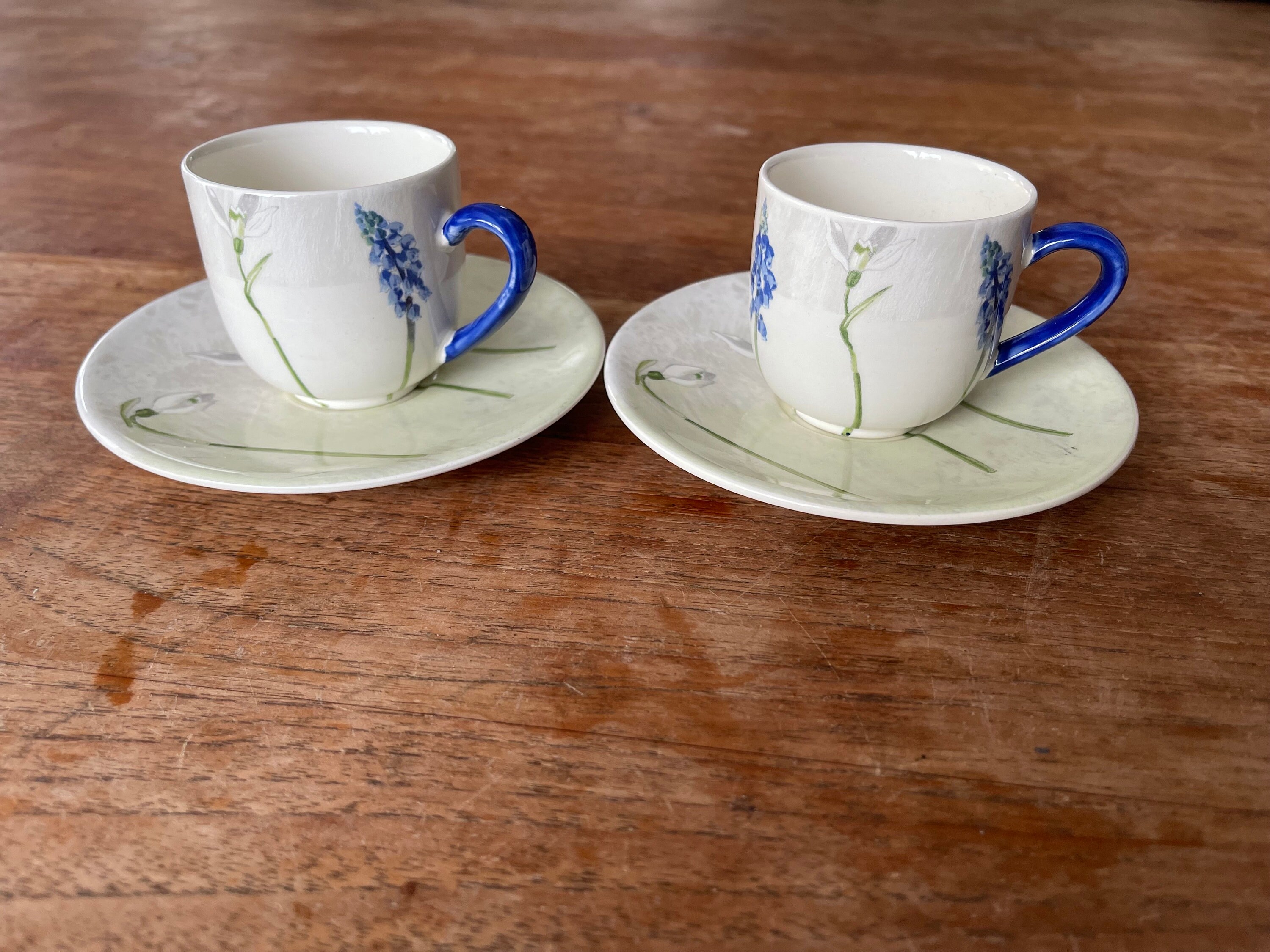 Set of 2 Gien France- Alice- Espresso/mocca Cup With Saucer