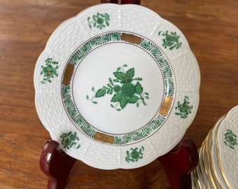 A Vintage Herend Hungry Apponyi Chinese Bouquet Green Small plate 12.5cm- Rare