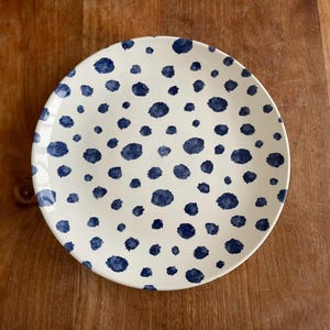 A Beautiful Churchill Inkie Blue Dots Dinner Plate-Dinner Plate-26cm-Very Rare-Blue/White