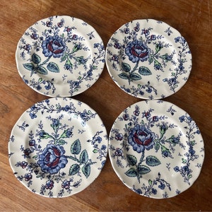 Set of 4 Beautiful Vintage Johnson Brothers/bros Rose Chintz Blue