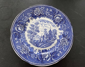 A Vintage Arabia Finland Blue Landscape - Sininen maisema- Dinner Plate-Dinner Plate- 23.5cm - Rare