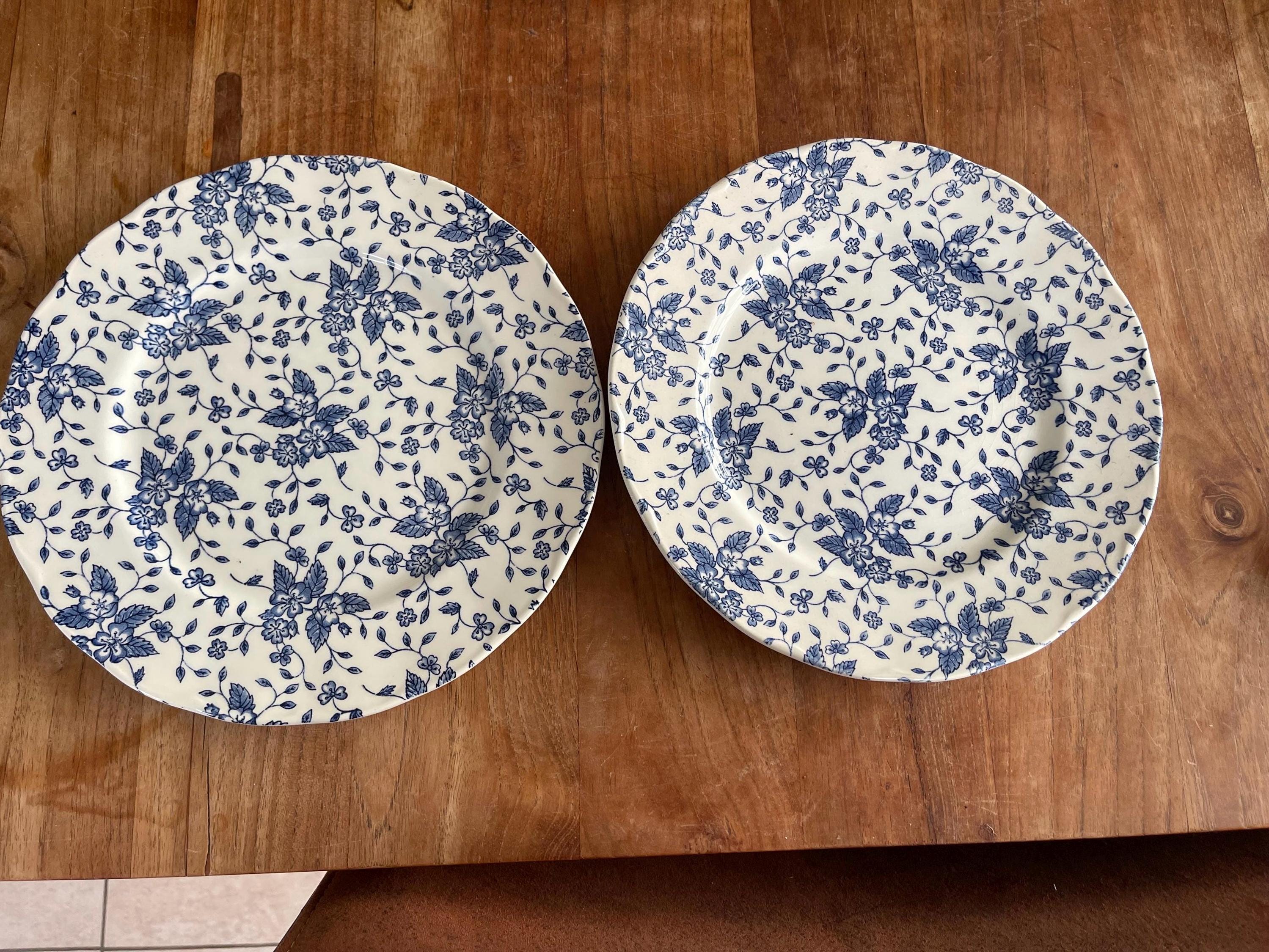 Set of 2 Gorgeous Royal Tudor Bouquet Blue Grindley Dinner Plate