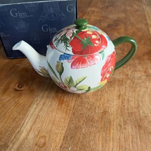 A Gorgeous Gien France-Volupté- Groot Theepot-Large Teapot- 1,1L-Flora Decor-Boxed-Very Rare!