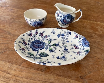 Set of 4 Beautiful Vintage Johnson Brothers/bros Rose Chintz Blue
