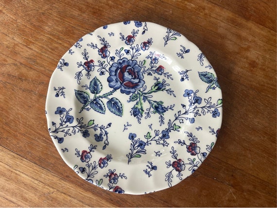 食器 Johnson Bros Rose Chintz blue A Vintage Johnson Brothers/bros Rose Chintz Blue Breakfast Plate