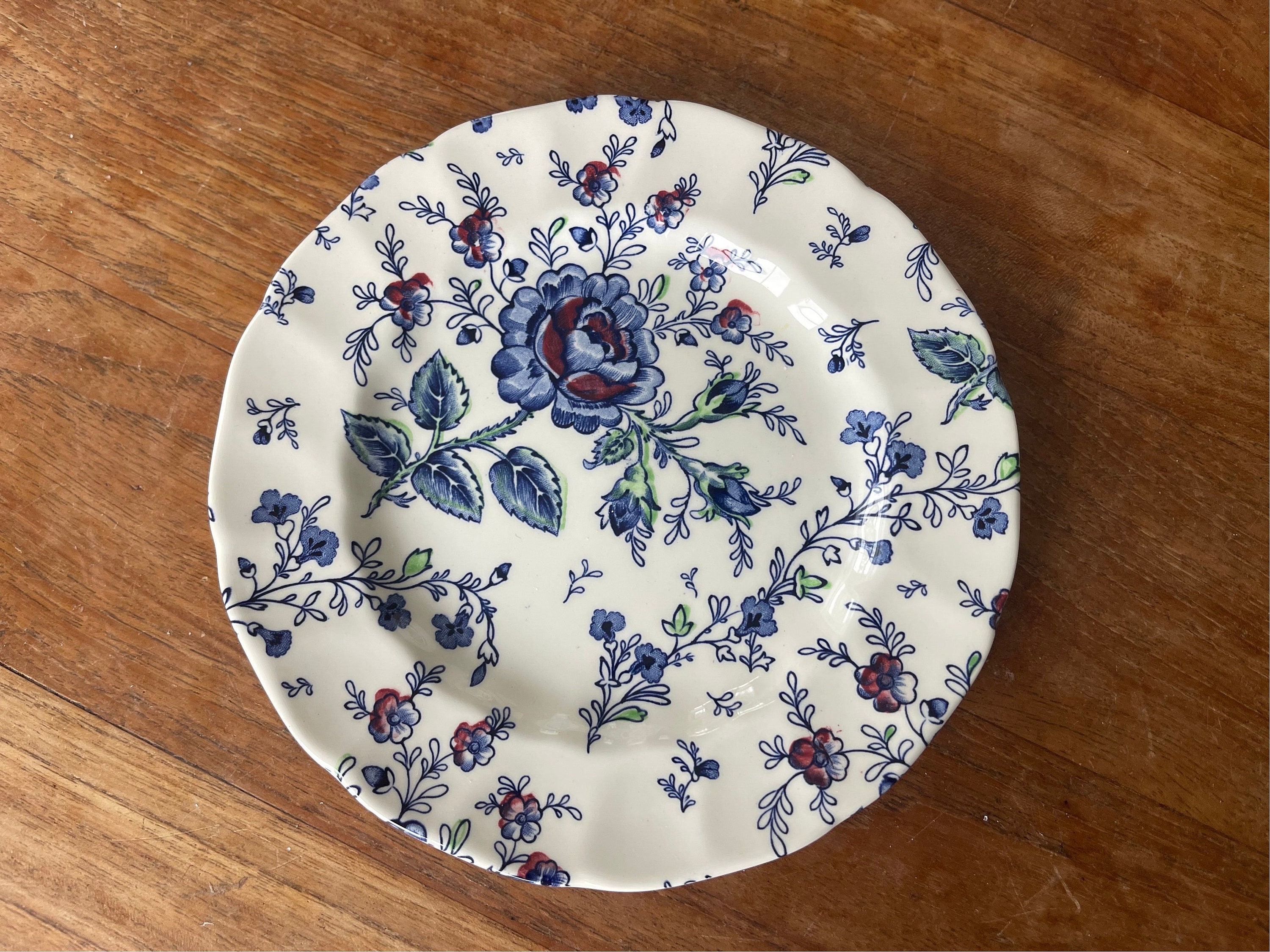 食器 Johnson Bros Rose Chintz blue Set of 4 Vintage Johnson Brothers/bros Rose Chintz Blue