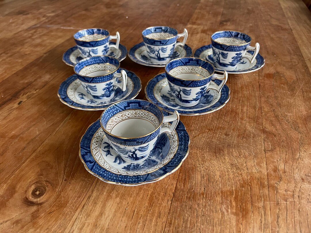 Set of 6 Gorgeous Antique Booths Real Old Willow Espresso Cup/mocca Cup ...