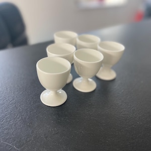 Set of 6 Elegant Wedgwood Bone China- White China-Egg Cups-Egg Cups-Egg Cups -made in England- White Porcelain-Rare
