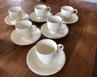 Set di 6 eleganti tazze da caffè Edme Wedgwood Queen's Ware con piattino - Demitasse tazza piccola e piattino - Raro