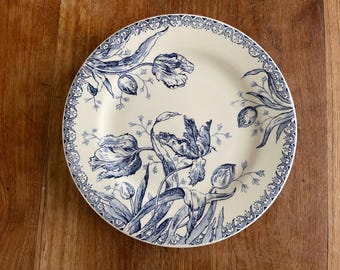 tocco【希少】ジアンGIEN CHEVREFEUILLE French GIEN Faience Ironstone Plates Set of 4, 1900s Antique