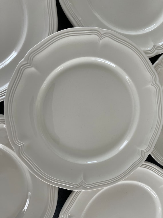 Set 6 Piatti Frutta In Bone China - Collezione Federica, Bianco, Diametro 21cm, Eleganti E Lavabili