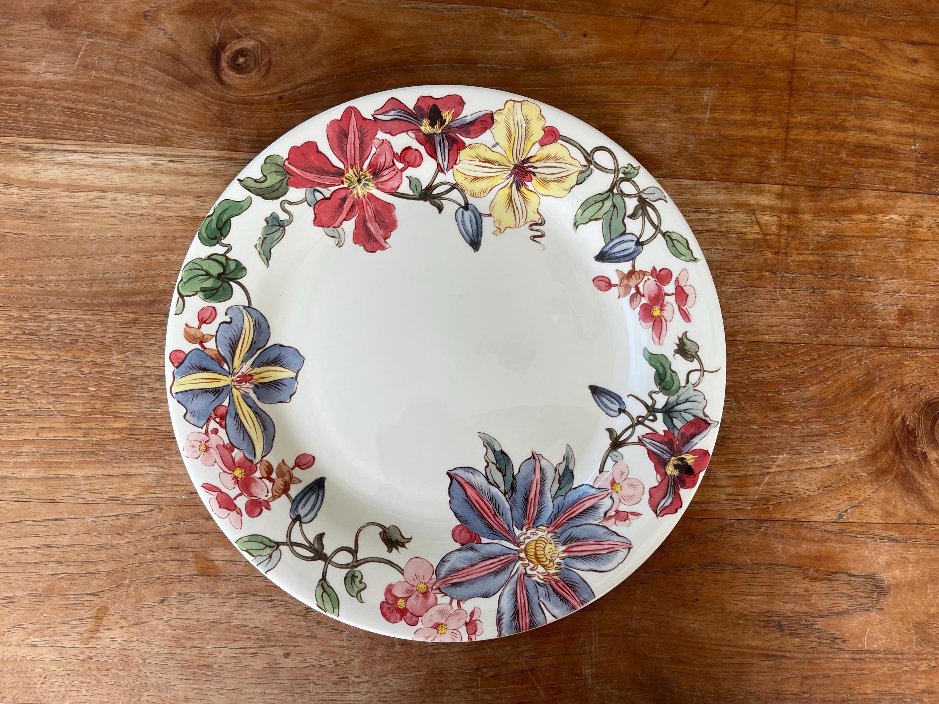 A Beautiful Gien France-clematites/clematis -dinner Plate-dinner
