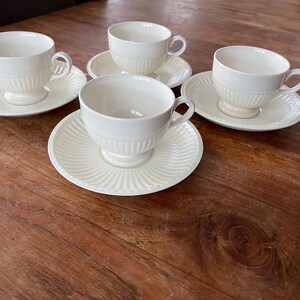 食器  EDME Queen's Ware Collection Set of 4 Elegant Wedgwood Queen's Ware- Edme Tea Cup 8cm With