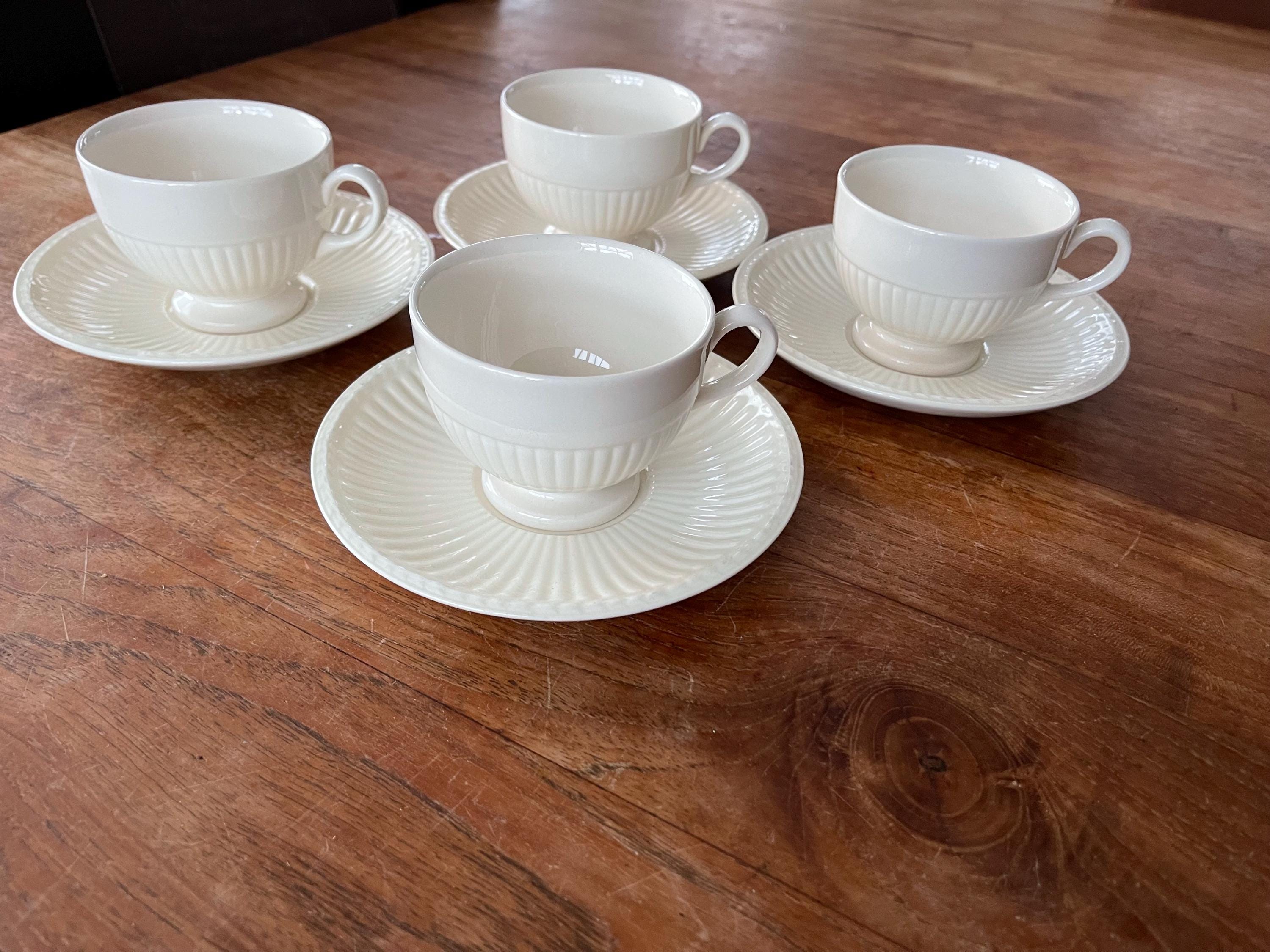 食器  EDME Queen's Ware Collection Set of 4 Elegant Wedgwood Queen's Ware- Edme Tea Cup 8cm With