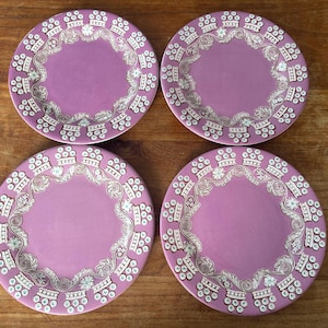 フランスアンティーク　GIENジアン　REGENCE プレート　平皿　紫 Set of 4 Beautiful Gien France Paseo Purple/lavender Breakfast