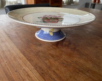 A Vintage Wedgwood Sarah's Garden cake stand/cake stand on foot/footed cake stand- 11" Diameter Pedestal Cake Stand- very Rare!