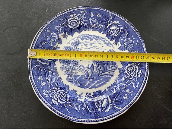 A Gorgeous Vintage Arabia Finland Blue Landscape-sininen Maisema