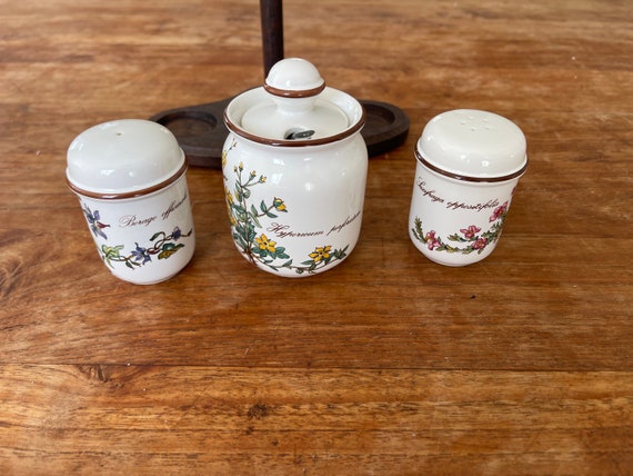 A Vintage Villeroy and Boch Botanica Pepper Salt and Mustard A Vintage Villeroy and Boch Botanica Pepper Salt and Mustard