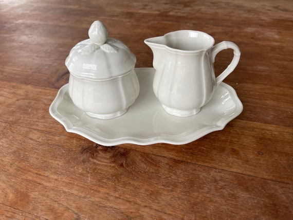 Fanquare Bol à Sucre En Céramique Blanche Vintage Avec Couvercle - Sucrier 340ml Pour Thé Et Café