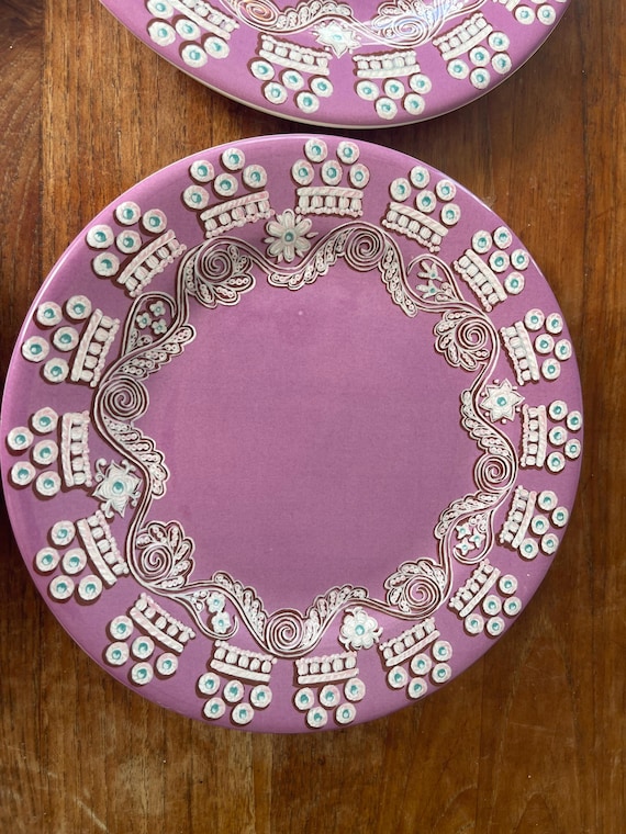 Set of 4 Beautiful Gien France Paseo Purple/lavender Breakfast