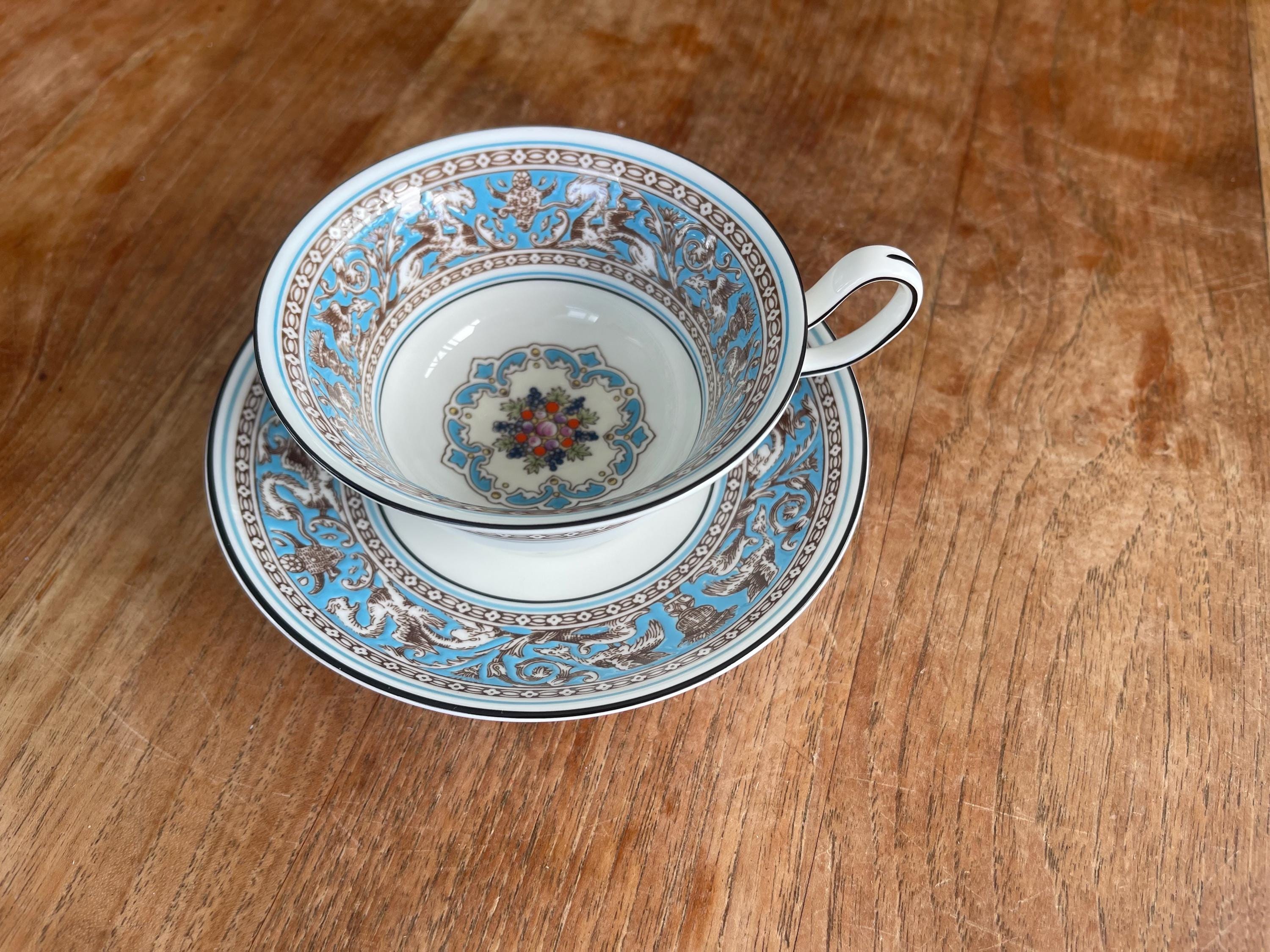 A Gorgeous Wedgwood Florentine Turquoise Tea Cup and Saucer