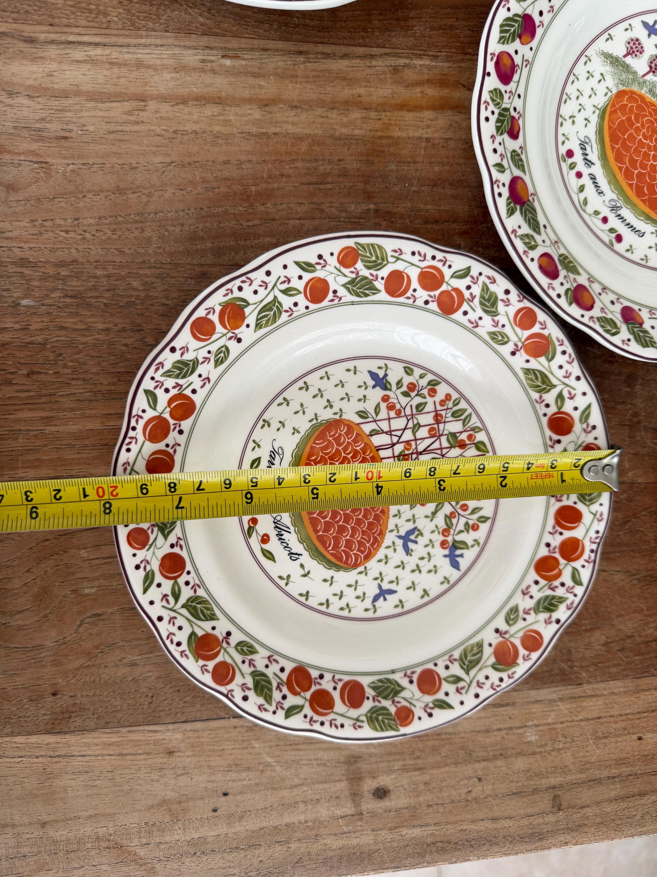 フランスGien社プレート8枚セット Set of 6 Gorgeous Gien France Les Tartes Breakfast Plate-breakfast