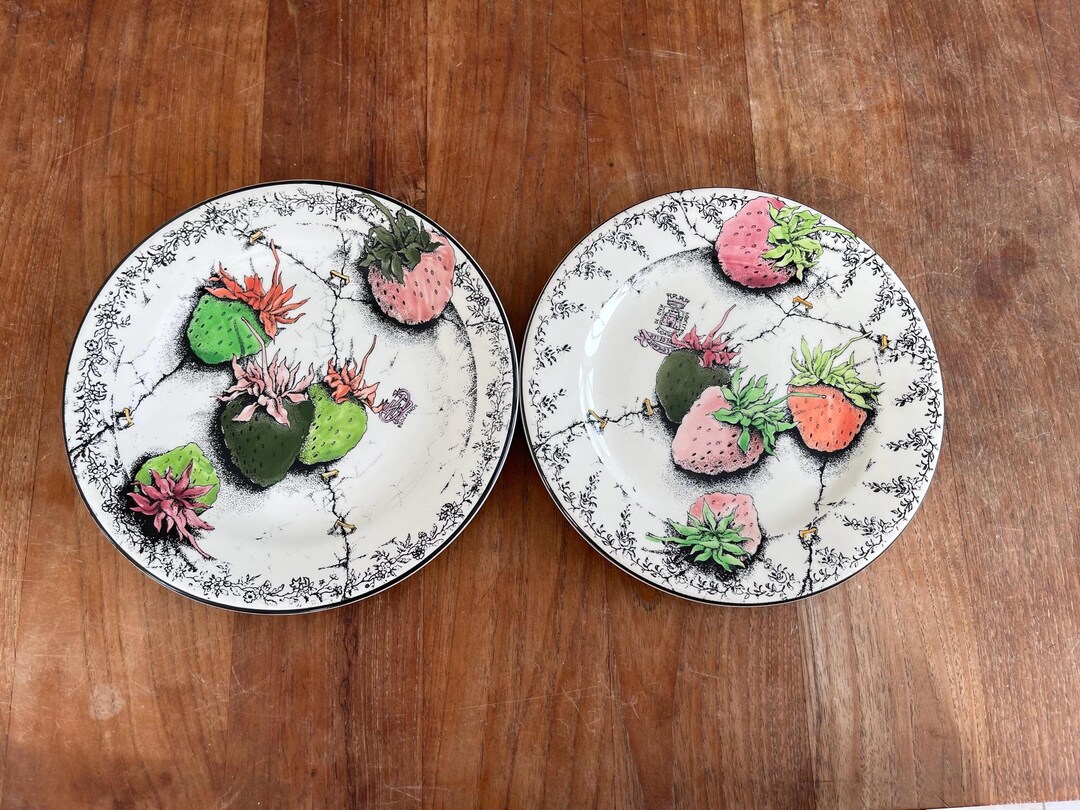 Set of 2 Gorgeous Gien France Fraises and Folie-wild Strawberries