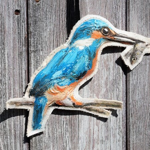 Oil on Canvas, Study of a Kingfisher, Painted In My Garden Studio, Bringing the Outside Into Your Home Space.
