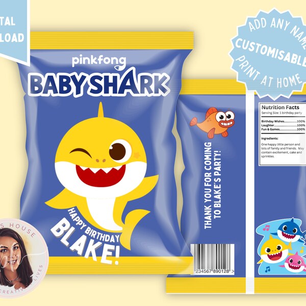Baby Shark Chip Bag Template - Etsy