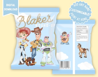 Personalised Toy Story Woody's Roundup Crisp Bag Template Digital Download Chip Bag Design Party Favour Kid's Party Instant Access