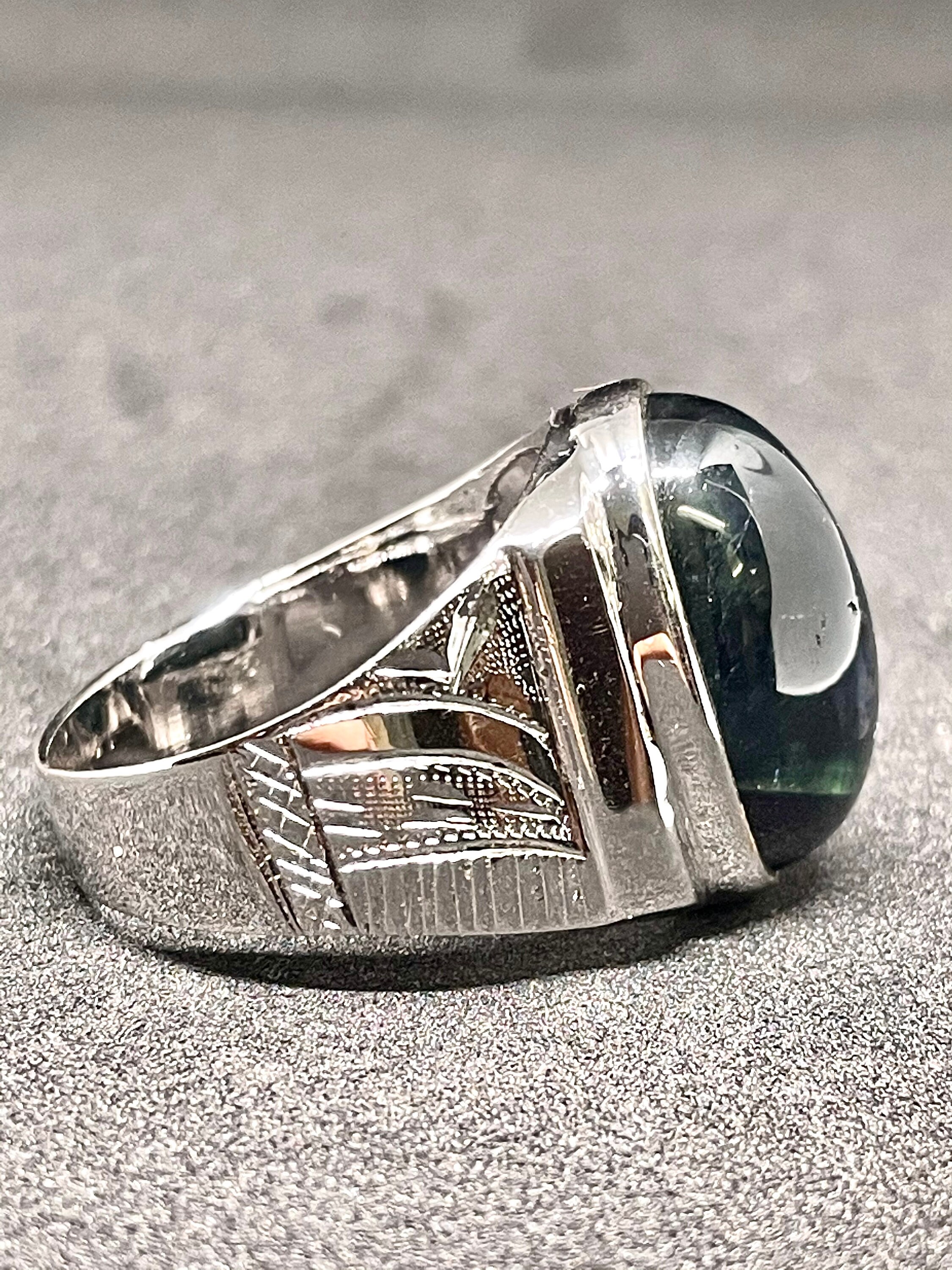 Natural Blue Sapphire Men Ring Cabochon sapphire Ring 925 Etsy