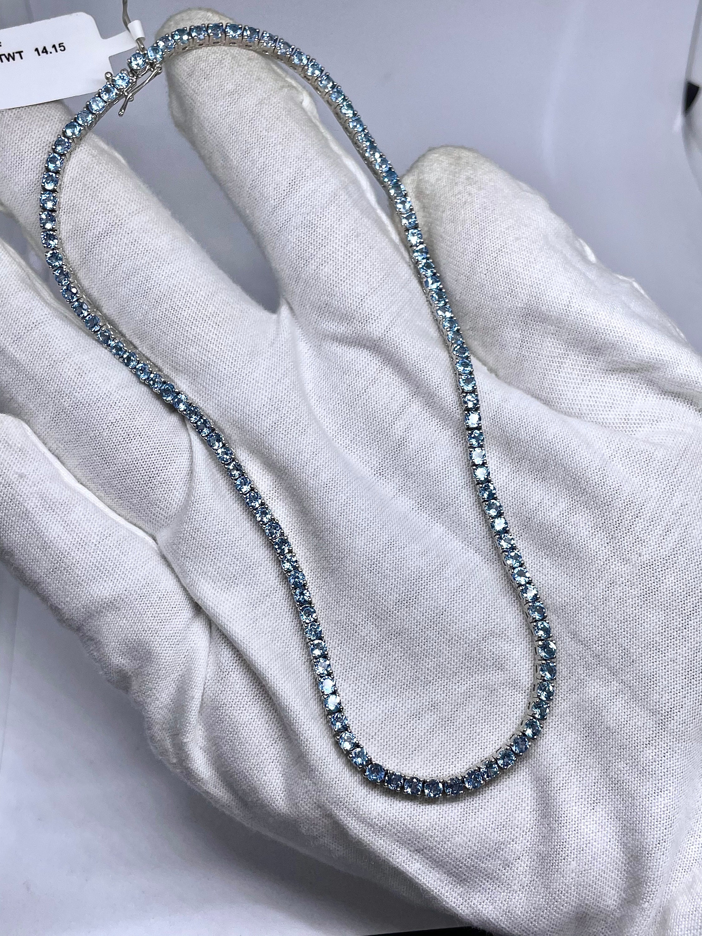 Swiss Blue Topas Halskette Tennis Halskette925 Silber Etsy