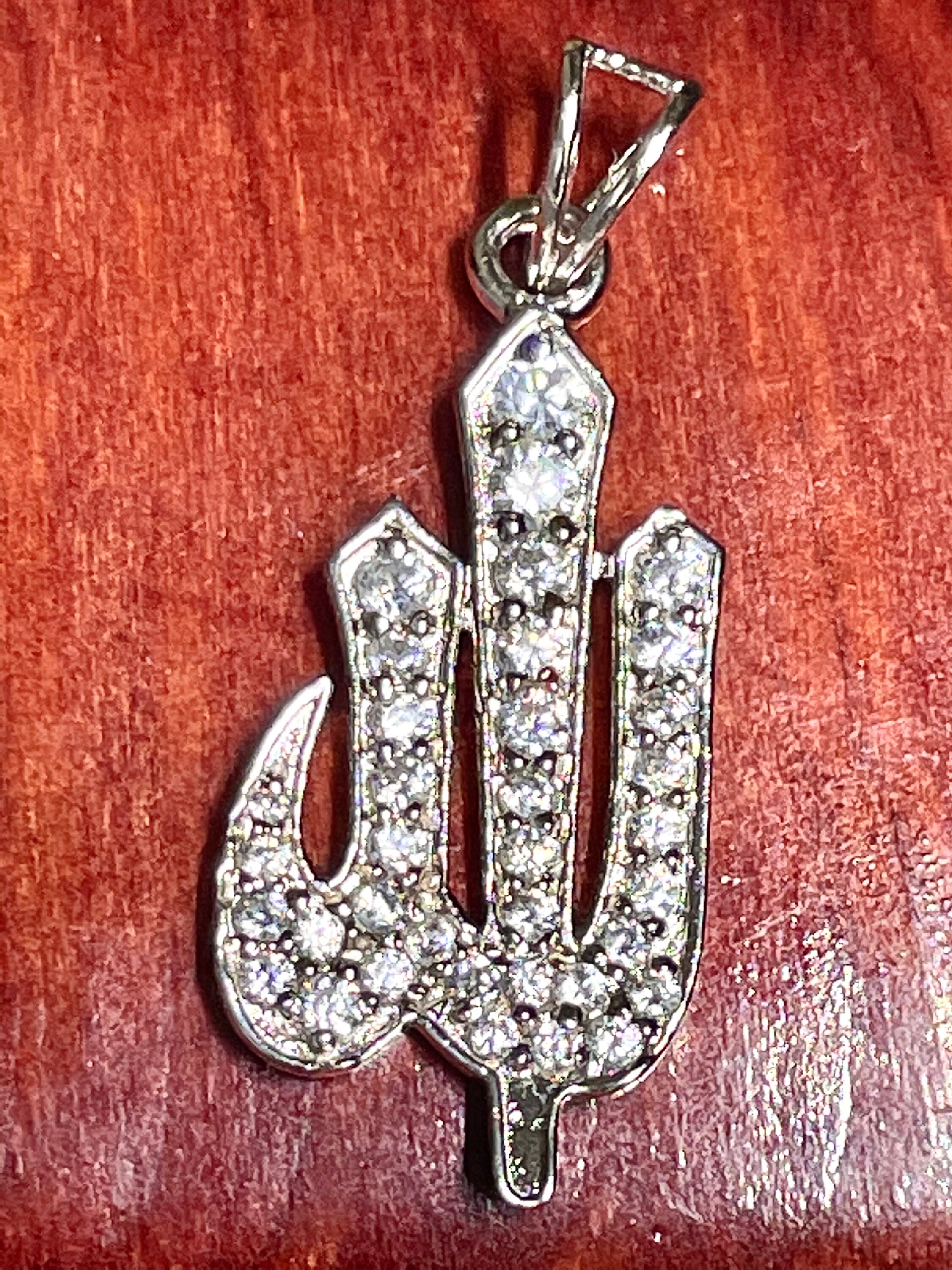 Silver ALLAH pendant CZ ALLAH pendant 925 Silver pendant Etsy