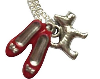 Mago de Oz Ruby Zapatillas Collar - Variaciones Con Toto, Varita, Deseo, Arco Iris