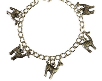 Silver Plated Llama Alpaca Charm Bracelet