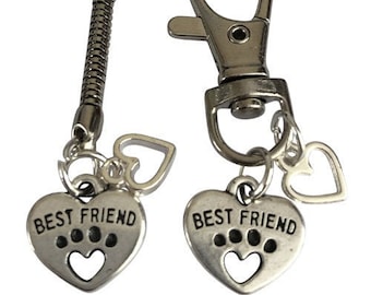 Beste Freunde Hundebesitzer Freundschaft Liebe Schlüsselanhänger und Halsband Charm Geschenk Set - Perfektes Geschenk für Hundeliebhaber