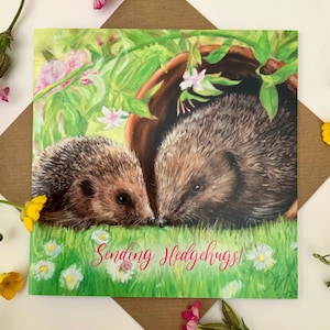 Carte d'anniversaire hérisson pour maman