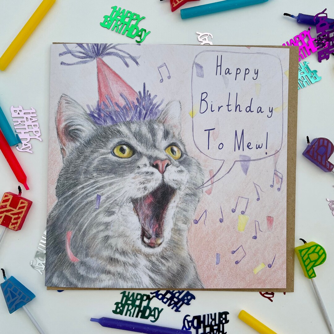 Tabby Cat Birthday Card - Etsy UK