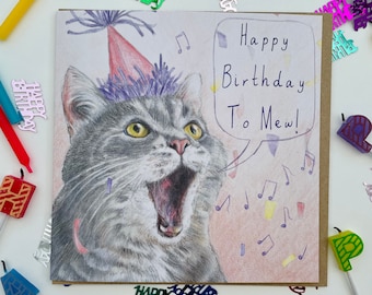 Tabby cat birthday card