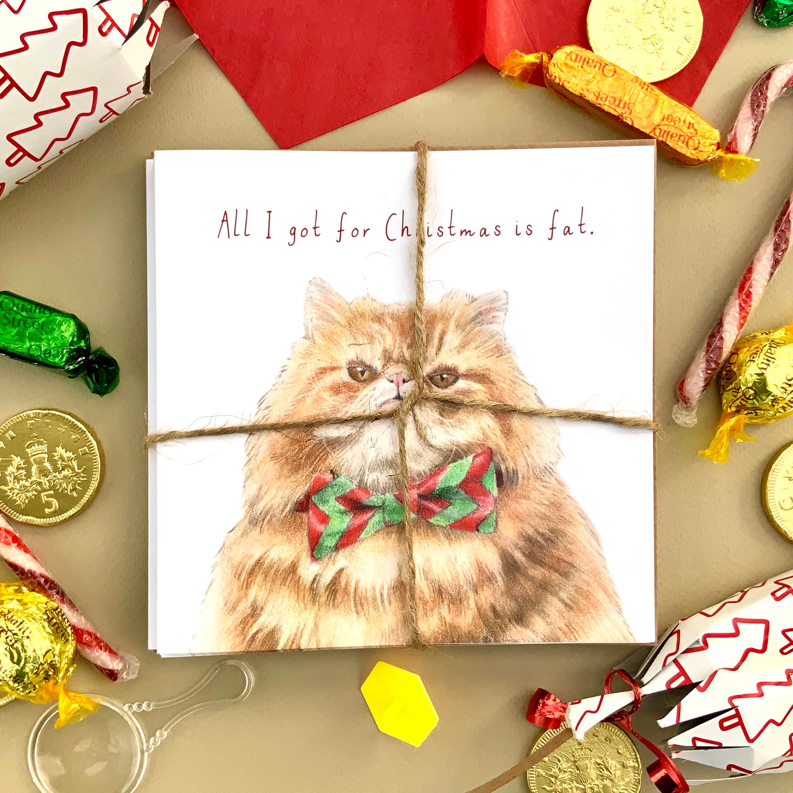Cat Christmas Cards Pack of 8 Etsy