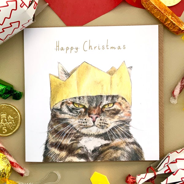 Funny Tabby Cat Christmas Card