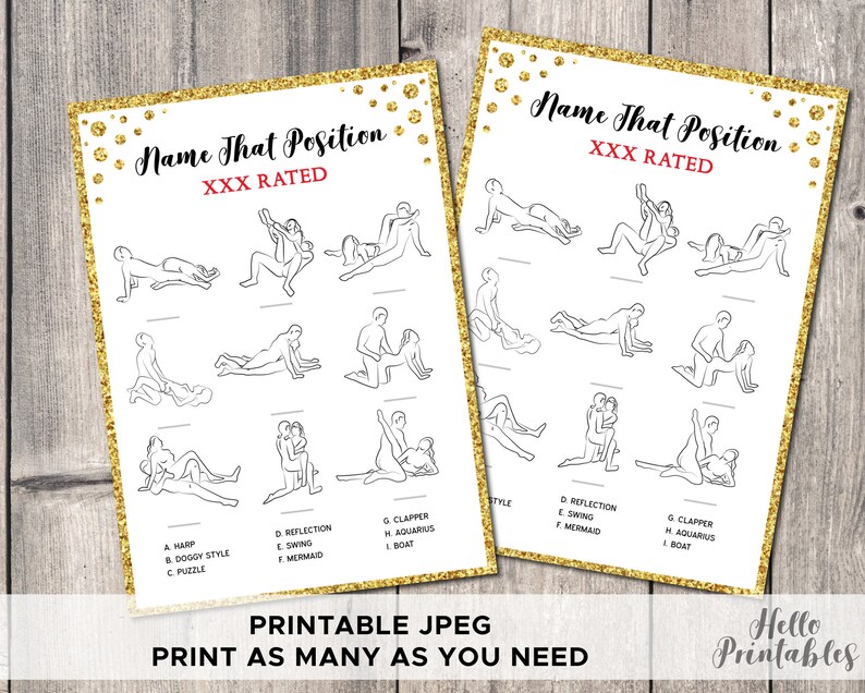 Name That Sex Position X Rated Guess Bridal Shower Game Etsy