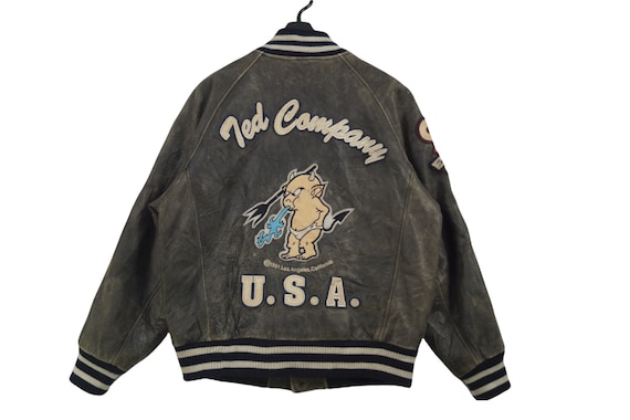 ワンピなど最旬ア！ Rare!! Limited Edition Ted Company Varsity Leather Jacket - Etsy ジャケット・アウター