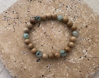 Pulsera elástica de cuentas – Jaspe kiwi