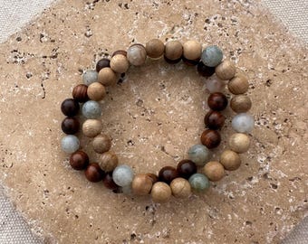 Stretchy Beaded Bracelet – Moss Chalcedony
