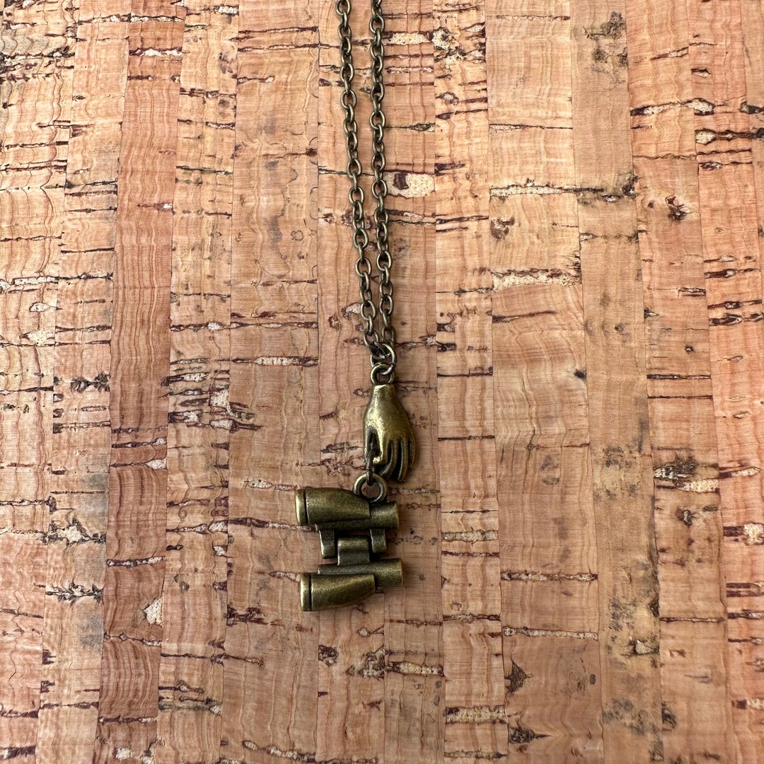 Brass Hand Clasp Necklace Binoculars Etsy